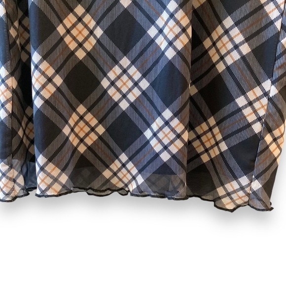 Primark Y2K Plaid Bodycon Mesh Mini Dress Empire Waist Flare Sleeves Size 4 - Picture 10 of 11